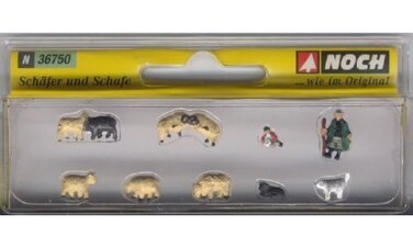 Noch 36750 ShepherdDog  Sheep 11 N Scale Figures