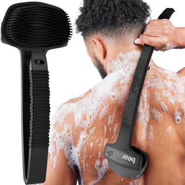 Bearback Silicone Body Scrubber with Extendable Folding Handle  Premium Back  Shower Scrubber for Adults Men Women Seniors  Hygienic
