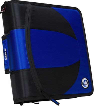 Caseit The Dual 2in1 Zipper Binder  Two 15 Inch DRings  Multiple Pockets  600 Sheet Capacity  Comes with Shoulder Strap  Blue Dual101