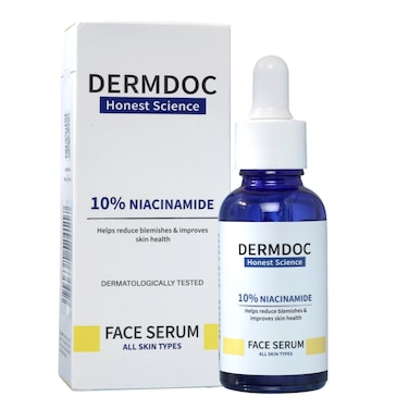 DermDoc 10 Niacinamide Face Serum 30ml  All Skin Types  Improves Skin Texture  Hydrates and Moisturizes