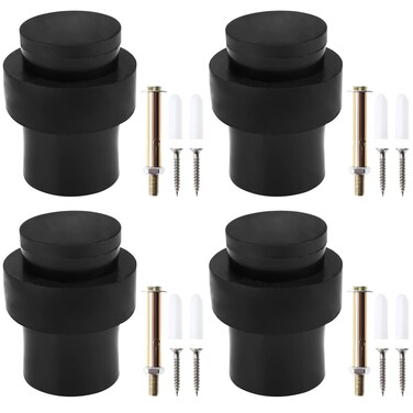 RealPlus Door Stopper Cylindrical Floor Mount Door Stop Heavy Duty Stainless Steel with Rubber Bumper Black 25 Inch 6 Pack