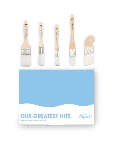 Zibra 5Piece DIY Paint Brush Set with Detail and 2inch Paint Brushes for Walls Trim and Furniture White