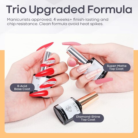 modelones Gel Top Coat Base Coat for Gel Nail Polish 3 Pcs 10 ml No Wipe Matte  Shiny Top Coat Long Lasting High Gloss and Matte Effects DIY at Home