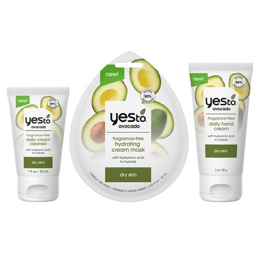 Yes To Avocado FragranceFree Bundle Daily Cream Cleanser Hydrating Cream Mask Daily Hand Cream Perfect Combination To Restore Dry  Parched Skin Natural Vegan  Cruelty Free 3 Piece set