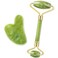 Jade Roller and Gua Sha Tool SetAntiAging Treatment Lifting Massage Suitable for Facial Wrist Neck and Body Muscles to Stimulate Blood Flow and Promote Collagen Formation Green