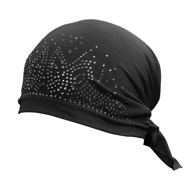 Beauty Town Headwrap Scarf Stretch Spandex Rhinestone Hair Wrap Head Tie Scarf Gray