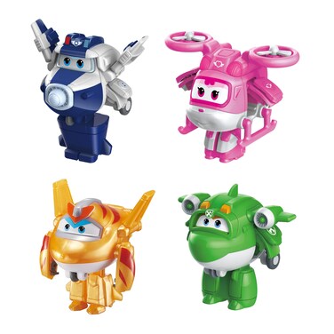 Super Wings EU750040B TransformABots 4 Pack2 Paul Dizzy Supercharged Mira and Golden Boy Mixed Colours