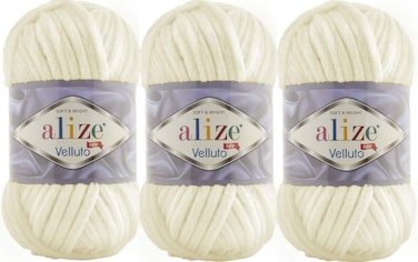 Alize Velluto 100 MicroPolyester Baby Blanket Yarn Lot of 3 skn 225 Yards 3x100gram Yarn WeightSuper Bulky 6 62 Cream