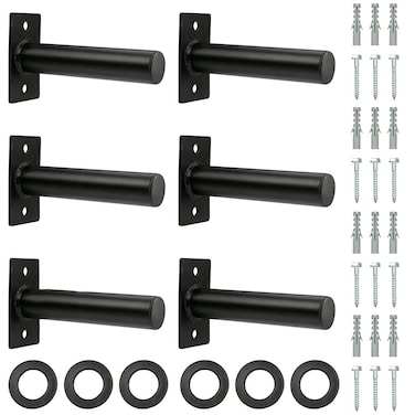 Wall Mounted Weight Plate Holder Fit 2inch Olympic Weight Plates with Protective Rubber Pad Max Weight Capacity 300 lb Mounting Hardware Included 6pcsBlack