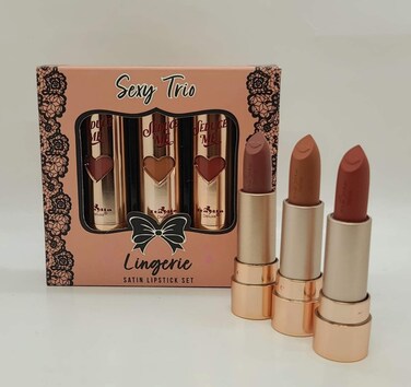 Italia Deluxe SEXY TRIO Satin Lipstick Set of 3 LINGERIE Send Nude  Innocent  Snatched