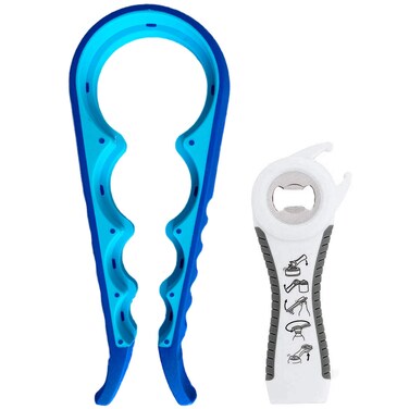 Jar Opener Bottle Opener 5 in 1 Multipurpose Gripper Kit with Silicone Handle for Weak Hands Children Elderly Arthritis Patients