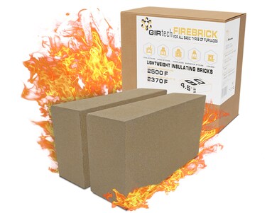 GIRtech Fire Bricks FireBrick High Temperature Insulated Firebricks  2500F Pack of 2  Size 9 x 45 x 25  Fireclay Chamotte Firebricks for Ovens Forges Kilns Fireplaces Wood Stoves