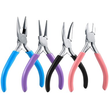 MMOBIEL 4Pcs Jewelry Pliers Set Making Tools Kit Needle Nose Long Nose Chain Nose Wire Cutter Craft Tools for Jewelry Repair Jewellery Beading Wire Wrapping DIY Craft