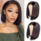 CAITLYN Brazilian Virgin Straight Bob Lace Front Human Hair Wigs for Black Women Glueless Pre Plucked with Baby Hair Short Bob Straight 4x4 Lace Closure Wig 8 inch 150 Density