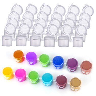 Paint Pots Strips 12 Strips 72 Pots 017Oz Mini Empty Paint Cups with Lids Arts Crafts Plastic Storage Containers for Organizing Painterly Paint Eye Primer