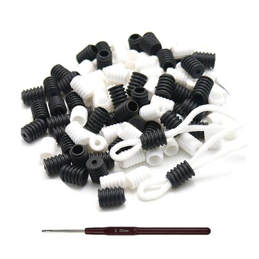 120 PCS Cord Locks Silicone Toggles Adjustable Lanyard Buckle Barrel Connectors Elastic Cord Drawstring Non Slip Stopper Sewing60white60blackCylindrical