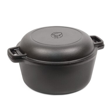 COMMERCIAL CHEF 5Quart Cast Iron Dutch Oven with Skillet Lid