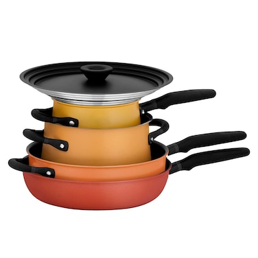Meyer Accent Series Nonstick and Stainless Steel Pots and PansCookware Essentials Set 6 Piece Spark Edition
