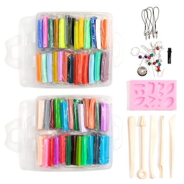Cousin DIY DIY Polymer Clay Jewelry Making Kit with Case Tools Molds Acccessories and 50 Colors Multicolor