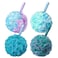 UPMSX SYHZC Bath Sponge Loofah 75gPCS Soft Shower Sponge Extra Large Mesh Poufs Body Scrubber Exfoliating Shower Puff for Women and Men Set of 4 Flower Color GreenPurpleLarge