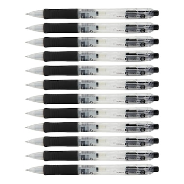 DongA fine point 05mm retractable ink gel pens quick dry ultra soft rubber grip smooth writing  Black 12 Count