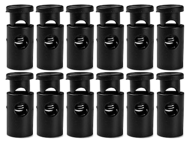 Plastic Cord Locks  Single Hole Spring Loaded Toggle Stoppers Lock Cord on Drawstring Laundry Bags Luggage Tents and Clothing 12Pack Black