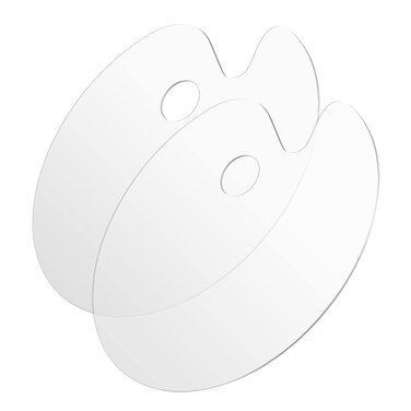 DUHAOLI 2pcs Acrylic Paint Palette with Thumb Hole 119x79 inches Clear Acrylic Paint Palette Oval Shaped Art Craft Paint Palette Pad Set