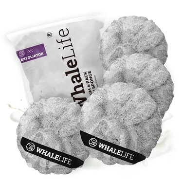 Loofah Sponge Bath Sponge for Women Men 4 Pack Gray Rough Surface