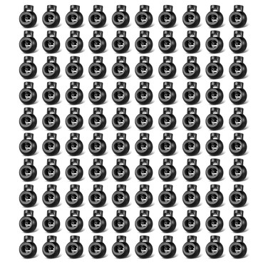Plastic Cord Locks Toggle Single Hole Spring Loaded Elastic Drawstring Rope Cord Locks Clip Ends Spring Stopper Sliding Fastener Buttons for Shoelace Replacement Sports Backpacks Black