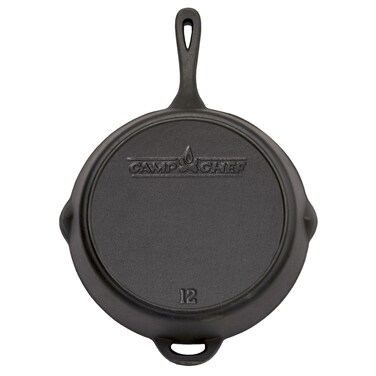 Camp Chef 12 Seasoned Cast Iron Skillet  Cast Iron Pan for Camping  Cooking  ReadytoUse Seasoned Cast Iron Pan  Dual Pour Spouts  Durable Camping Essentials