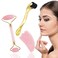 Jade Roller Face Roller and Gua Sha Set Skincare Tools 3 in 1 Facial Tool Set Natural Rose Quartz AntiAging Massager for Face Eye Neck Natural Beauty Skin Care Tools Body Muscle Relaxing