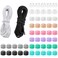 50 PCS Plastic Cord Locks with 22 Yards Elastic Shock Rope Toggle Double Hole Spring Rope Cord Locks Clip Ends Spring Stopper Sliding Fastener Buttons for Shoelace Replacement Sports Backpacks
