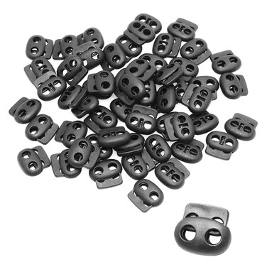 SITAKE 200 Pcs Plastic Cord Locks Double Hole End Spring Toggles Stopper Suit for Drawstrings Bags Shoelaces Clothing 23 x 20mm091 x 079L x W