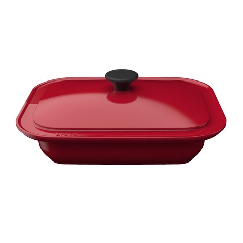 Brava Oven Enameled Cast Iron Chefs Pan and Lid Accessory Set Used as a Dutch Oven Rice Cooker or Slow Cooker for Roasts Stews Braising and More