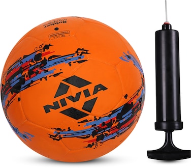 Nivia Storm Orange Moulded Football with Ball Pump Football  Size 5 Pack of 1 OrangeBlack
