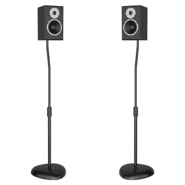 WALI Speaker Stand Adjustable Height Mount Hold Satellite Book Shelf Speaker up to 99 lbs Extend from 30 to 408 inch SS201B 1 Pair Black
