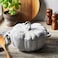 STAUB Cast Iron Dutch Oven 35qt Pumpkin Cocotte with Stainless Steel Knob Made in France Serves 34 White