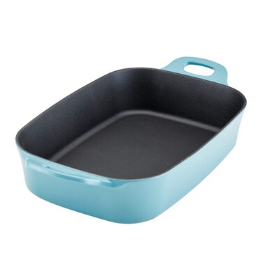 Rachael Ray NITRO Cast Iron Roasting Lasagna PanBaking Dish RoasterRectangular 9 Inch x 13 Inch Agave Blue