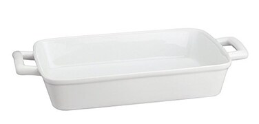 HIC Kitchen Rectangular Lasagna Pan with Handles Fine White Porcelain 13 x 9 x 25Inches