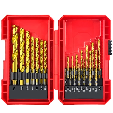 YIYITOOLS Titanium Twist Drill Bit Set 21 Piece Fit for Cutting Hard MetalsSuch as Stainless Steel Aluminum Alloy and Titanium Alloy 21 Pieces