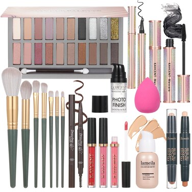 Makeup Kits Makeup Set for Teens Women Full Kit Makeup Kit for Women 20 Color Eyeshadow Palette Foundation Face Primer Lipgloss Mascara Eyeliner Makeup Brushes Gift Make up Kit