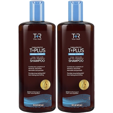 TrueReal Coal Tar Therapeutic Plus Tar Gel AntiDandruff Shampoo Original Strength 05 Coal Tar 16 Fl Oz Pack of 2