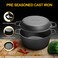 EDGING CASTING 2in1 PreSeasoned Cast Iron Dutch Oven Pot with Skillet Lid Cooking Pan Cast Iron Skillet Cookware Pan Set with Dual Handles Indoor Outdoor for Bread Frying Baking Camping BBQ 5QT