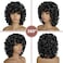 KEAT Wigs for Black Women 14 Short Curly Kinky Wig with Bangs Black Big Curly Afro Wigs for African American Cute Natural Synthtic Soft Wigs for Daily Party K001BK
