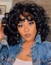 KEAT Wigs for Black Women 14 Short Curly Kinky Wig with Bangs Black Big Curly Afro Wigs for African American Cute Natural Synthtic Soft Wigs for Daily Party K001BK