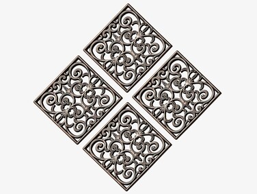 A1 Home Collections A1HOME2405NW Multi FunctionalGarden Stepping Stone Mat Round Natural Rubber HeavyDuty Beautiful Hand Finished Design 12X12 Set of 4 Alora Paisley Black