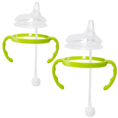 Soft Spout Transition Sippy Cup Kit for Comotomo Baby Bottles  Conversion Kit Fits 5 Ounce and 8 Ounce Bottles  Sippy Cup Baby Bottle Nipple with Weighted Straw and Bottle Handles 2 Pack Green
