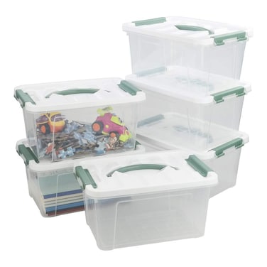 Yarebest 6pack Clear Latch Box 6 Quart Plastic Storage Box with Lid