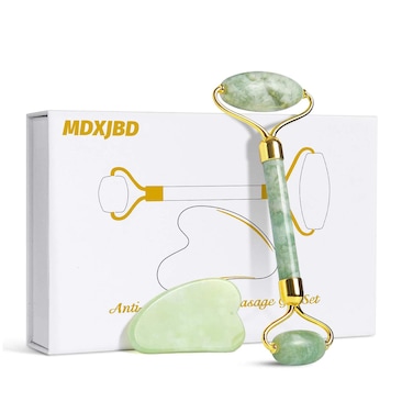 Face RollerJade Roller Gua Sha Scraper Set Beauty Tool Neck Massage Facial Roller Massager Body Eyes Neck