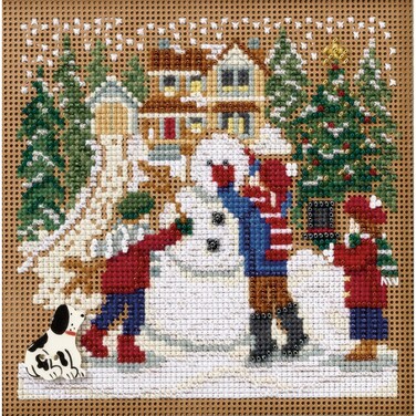 Mill Hill Buttons  Beads Counted Cross Stitch Kit 5X5 Snow Day Winter 14 Count